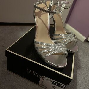 Silver Strappy Women's Heels